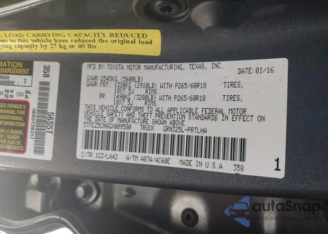 2016 Toyota Tacoma Limited z USA, uszkodzony, nr VIN 5TFEZ5CN8GX009580
